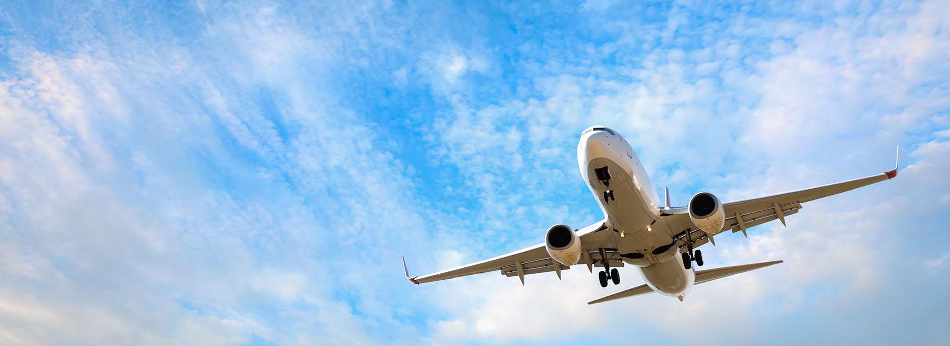 Airplane flying blue sky
