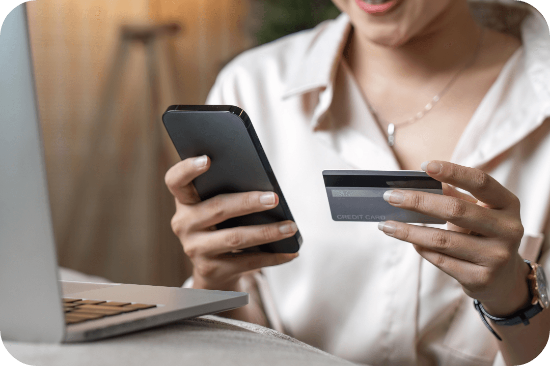 Woman shopping online on mobile phone
