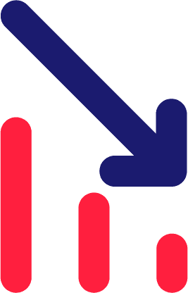 Graph with arrow pointing downward